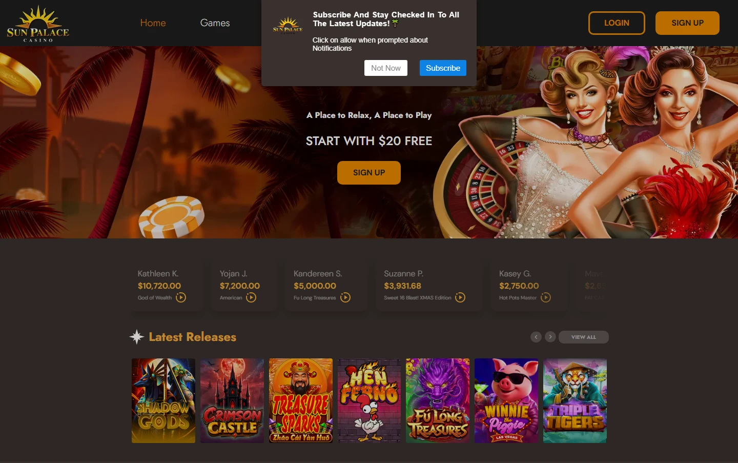 Sun Palace Casino login