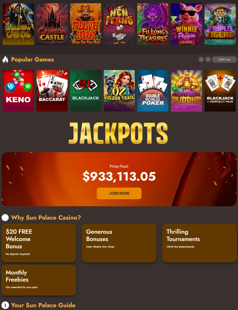 Sun Palace slot games